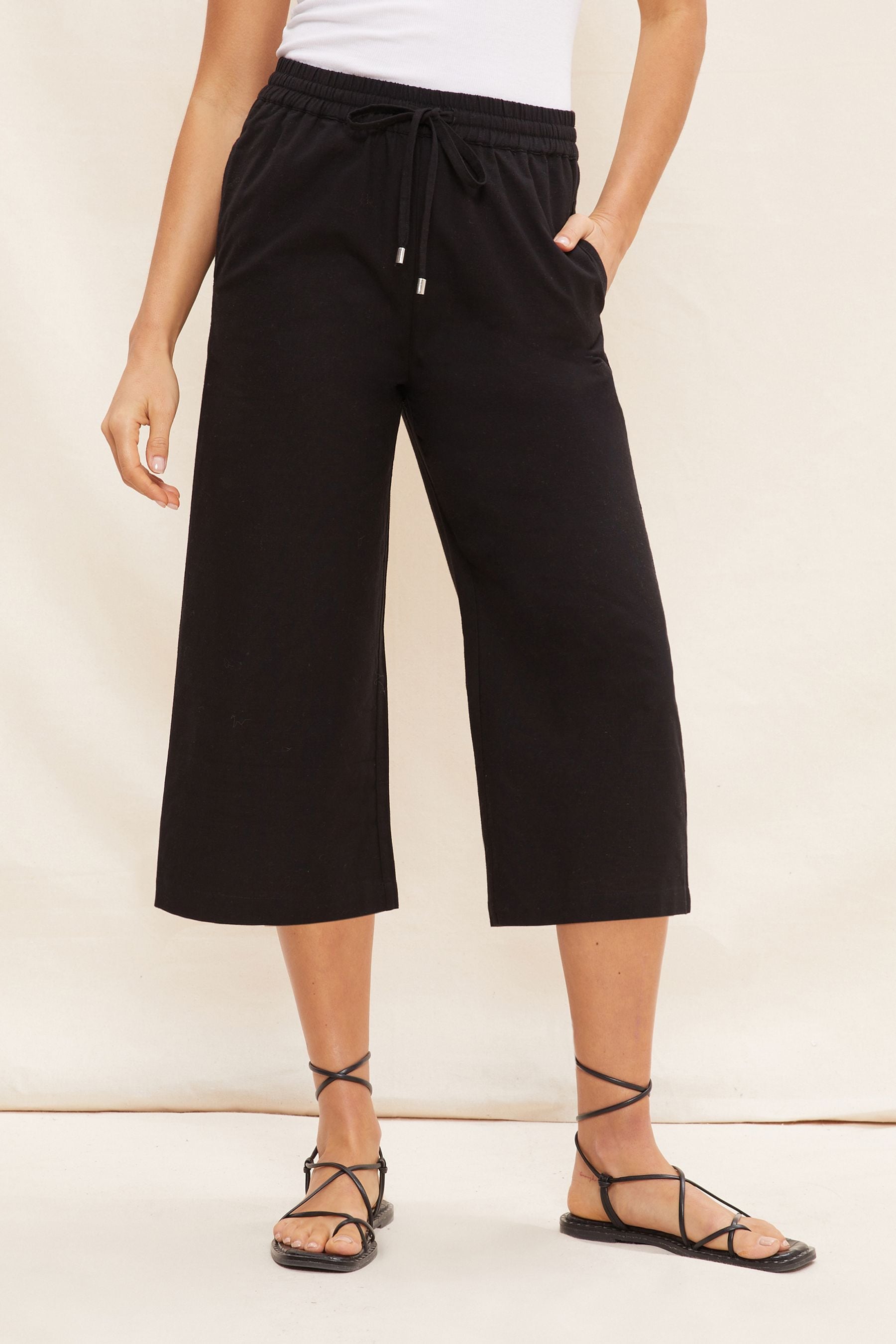 Black crop culottes outlet