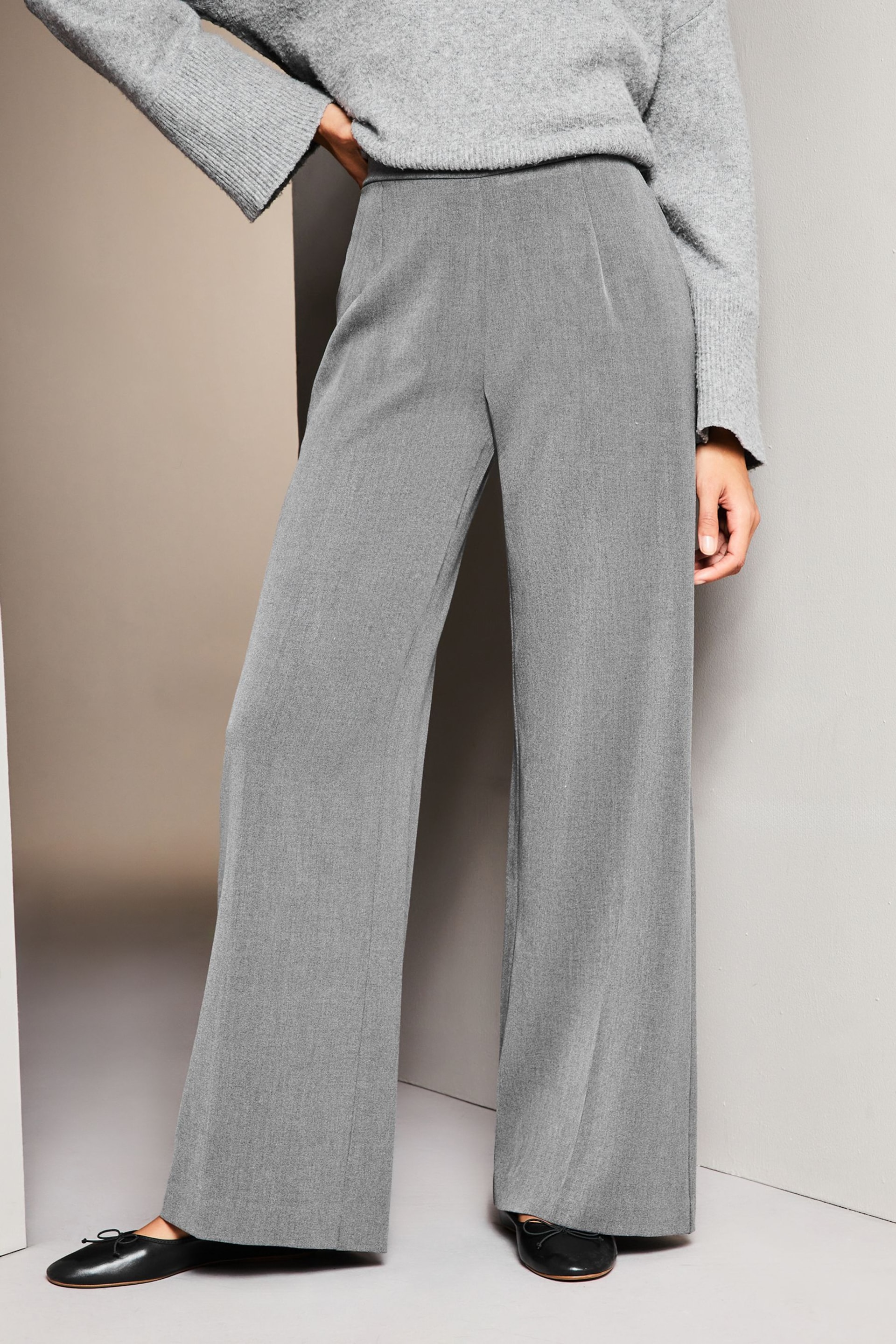 Lipsy Grey Wide Leg Tailored Trousers - Image 1 of 4