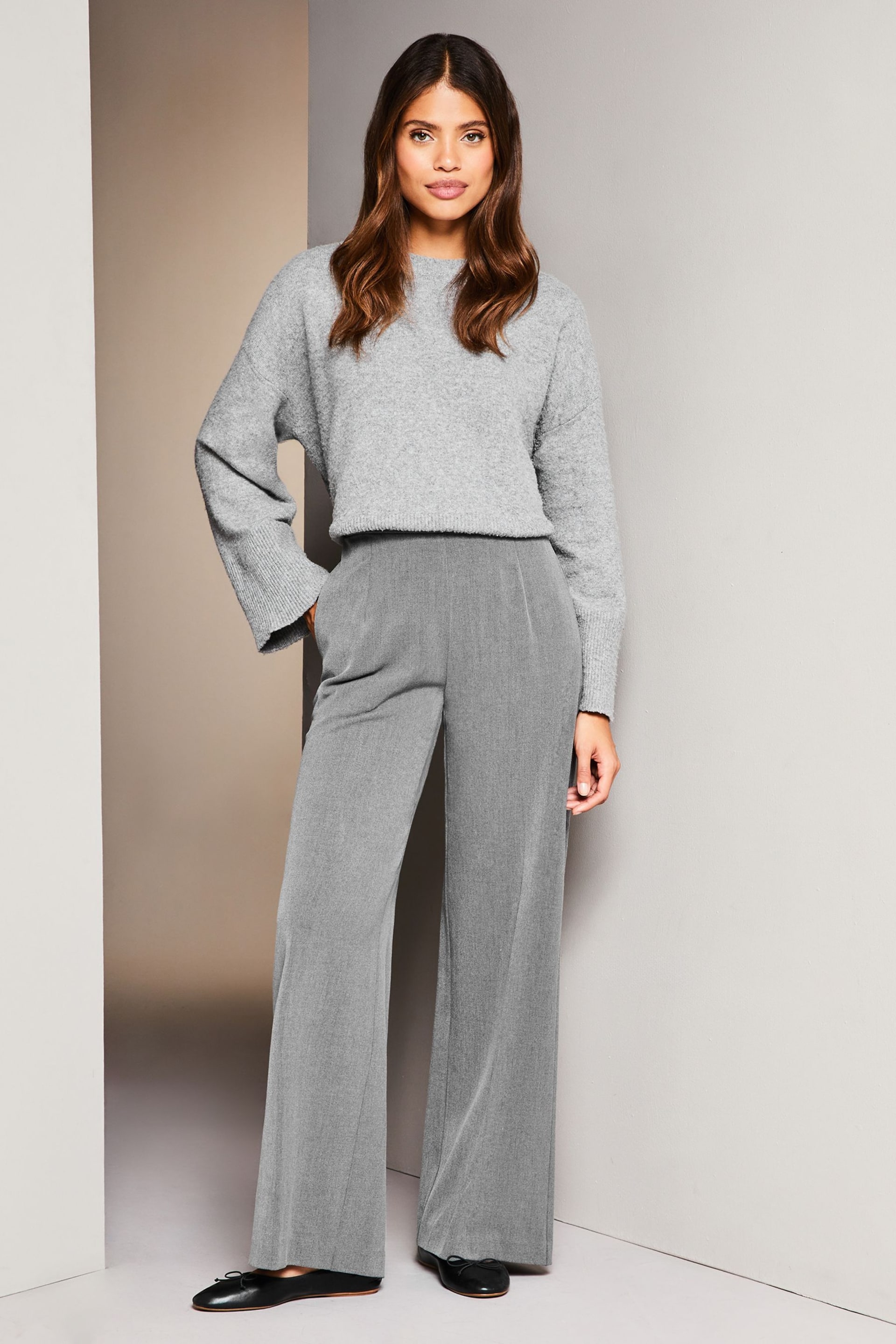 Lipsy Grey Wide Leg Tailored Trousers - Image 3 of 4