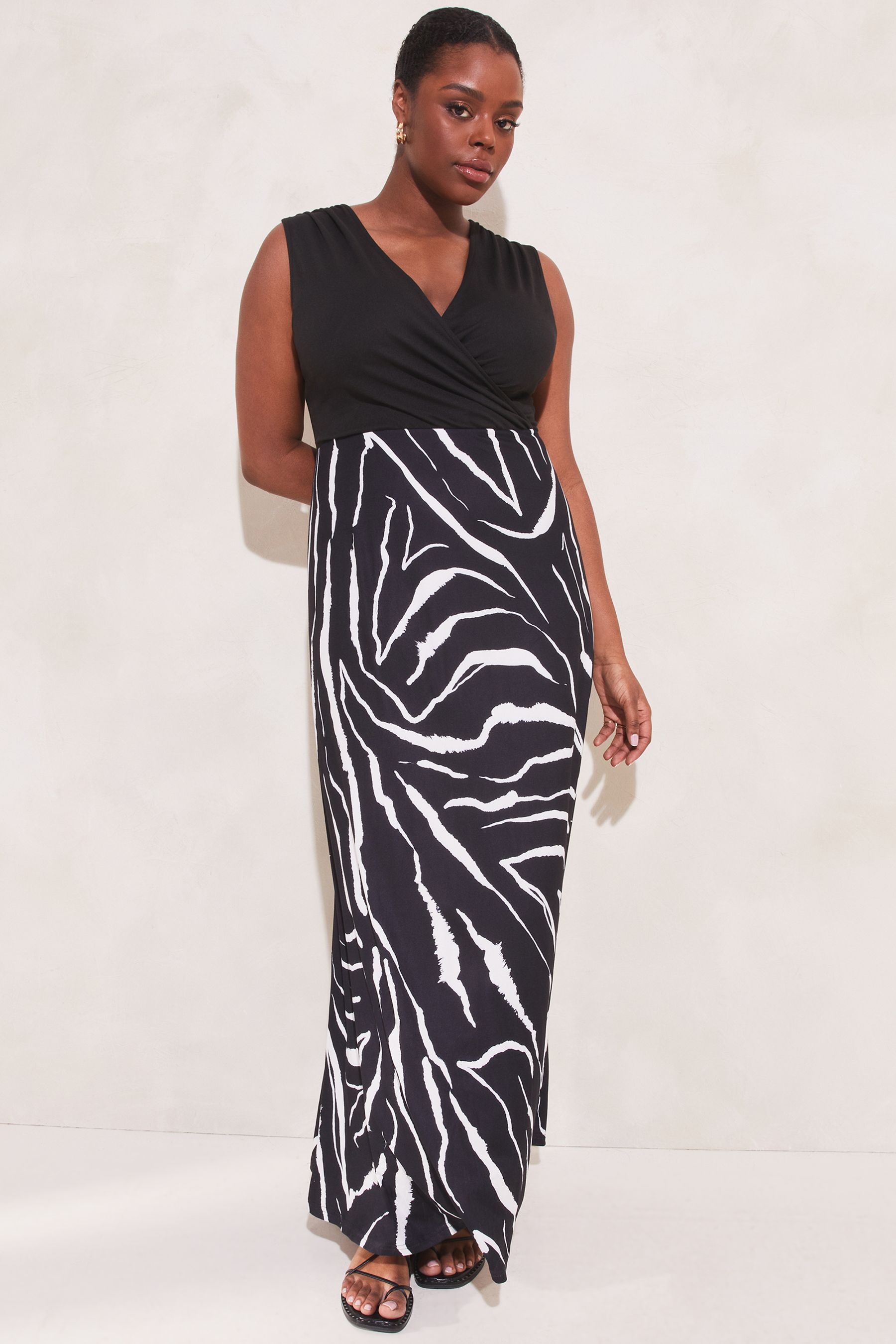 Buy Lipsy Mono Zebra Curve Printed Jersey 2 in 1 Maxi Dress from Next Luxembourg