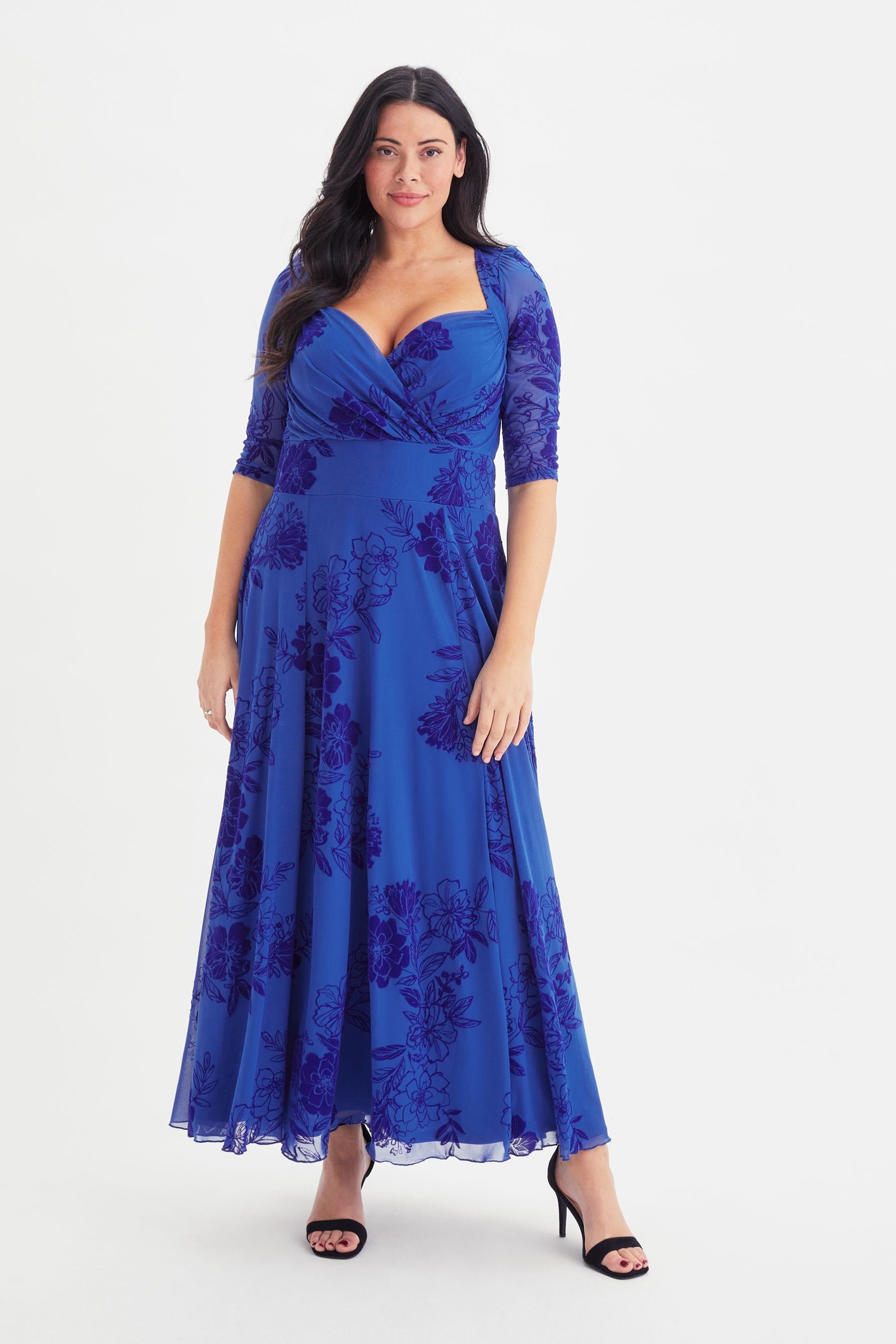 Flocked mesh maxi dress hotsell