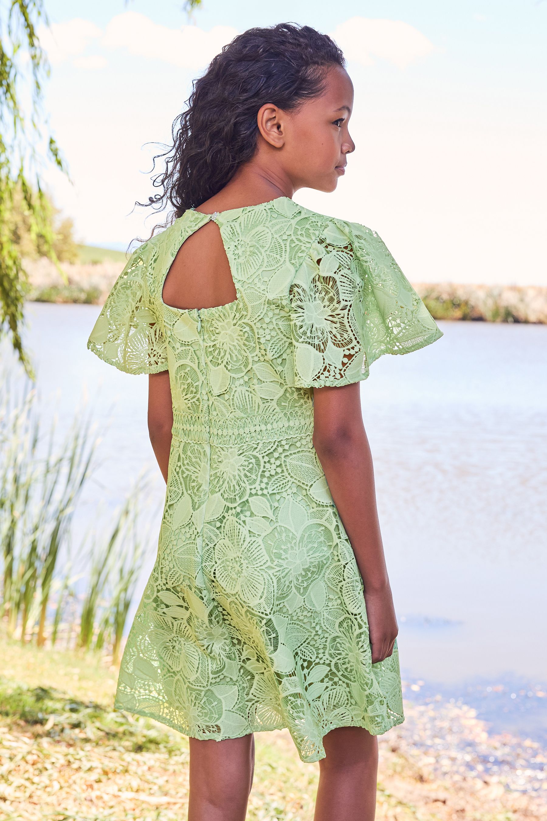 Lipsy green lace dress new arrivals