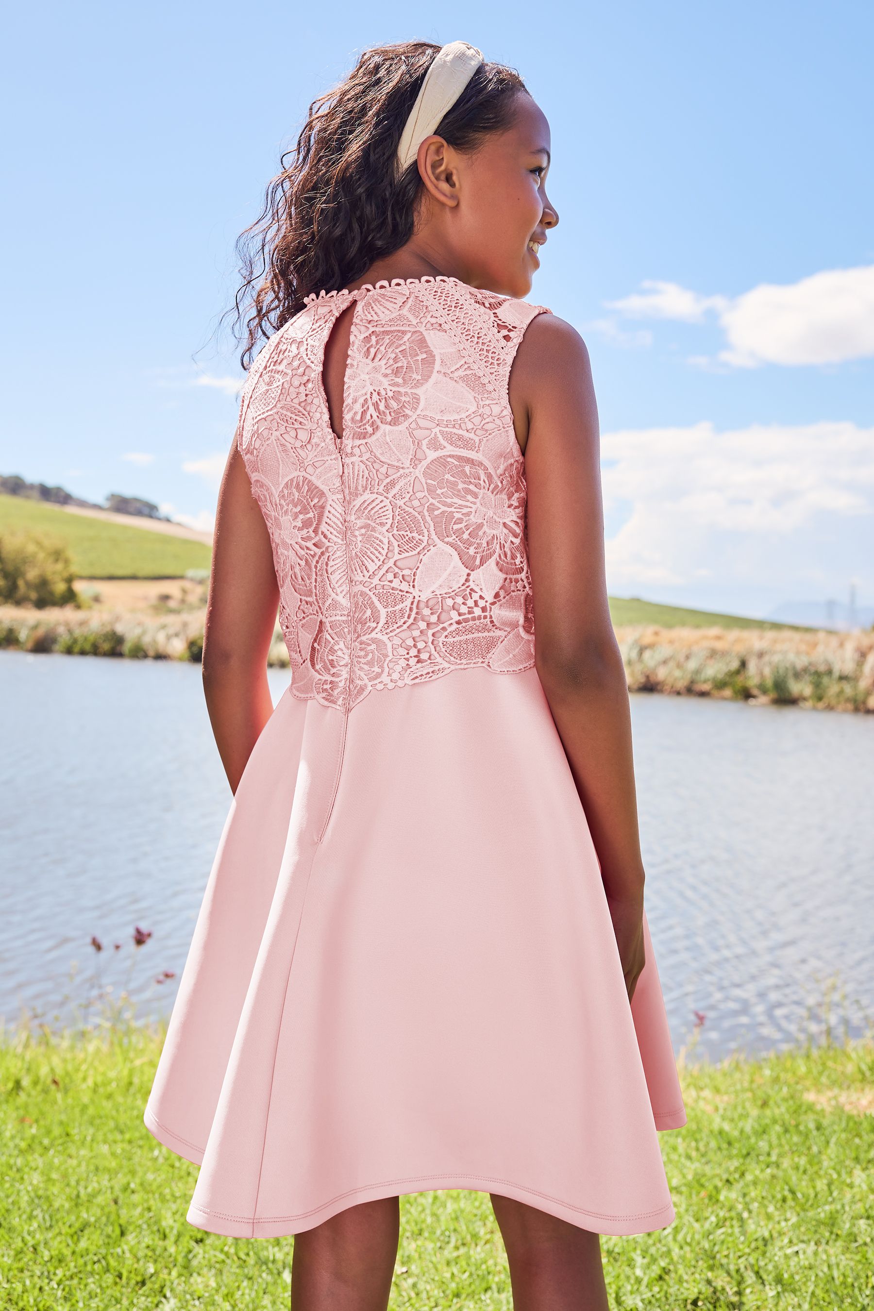 Buy Lipsy Blush Pink Lace Bodice Occasion Dress from Next Belgium