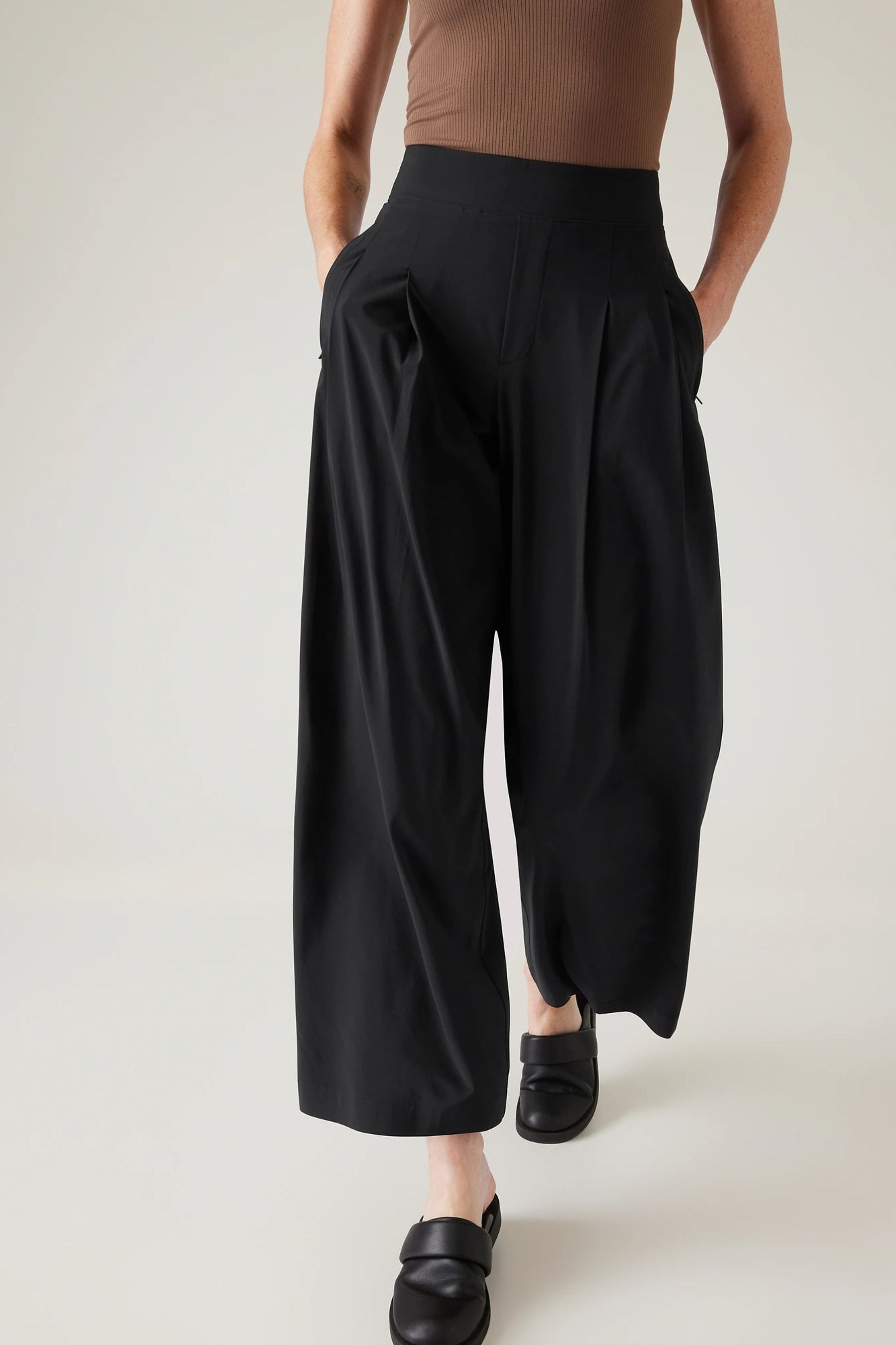 Buy Athleta Black Brooklyn Mid Rise Lightweight Wide Leg Trousers from the Next UK online shop
