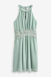 VILA Sage Green Halter Neck Tulle Fit And Flare Dress - Image 5 of 5