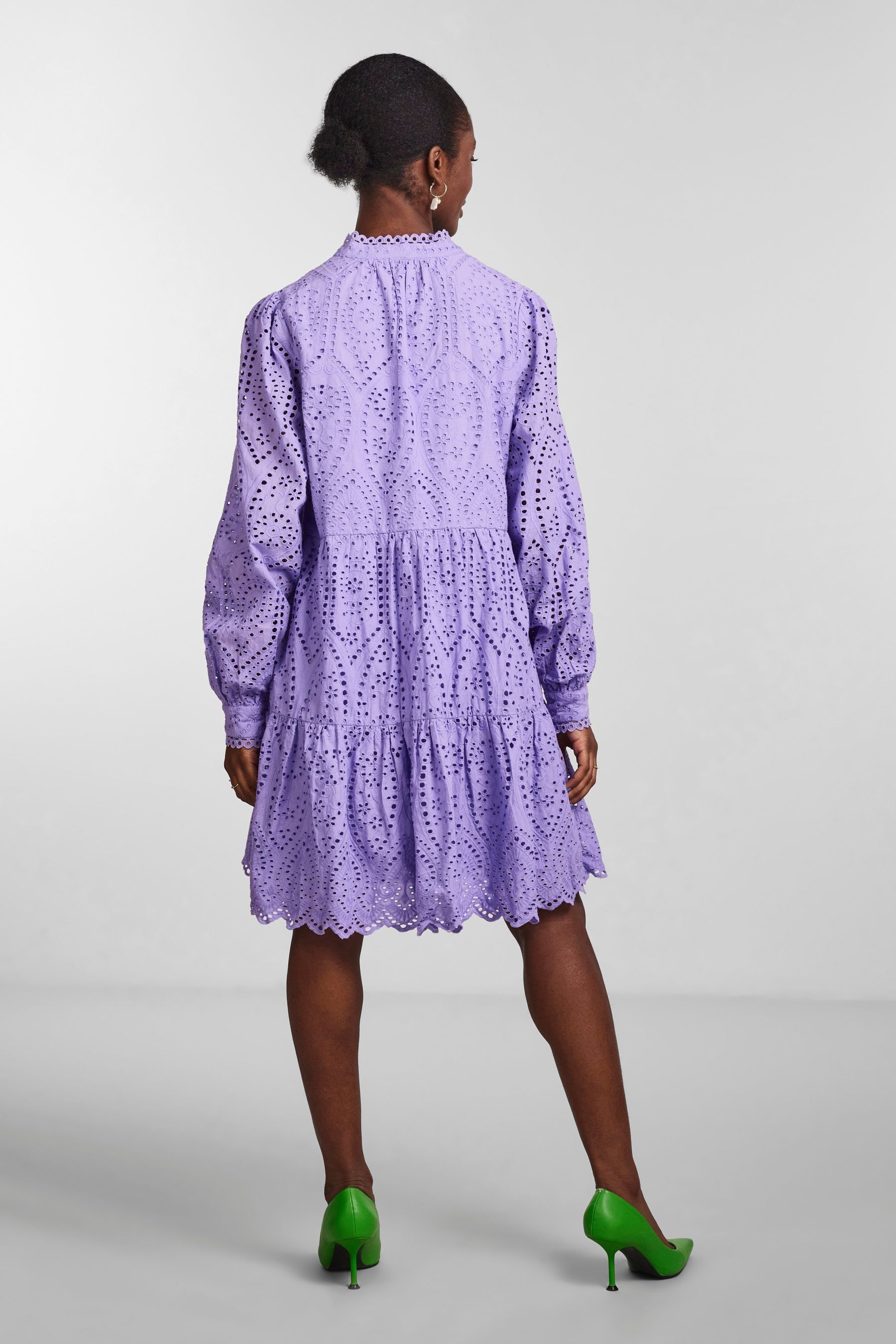 Buy Y.A.S Lilac Broderie Long Sleeved Dress from Next Luxembourg
