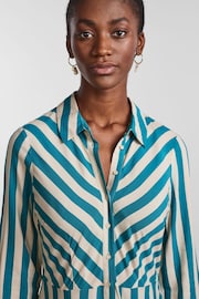 Y.A.S Green & White Stripe Maxi Length Shirt Dress - Image 4 of 5
