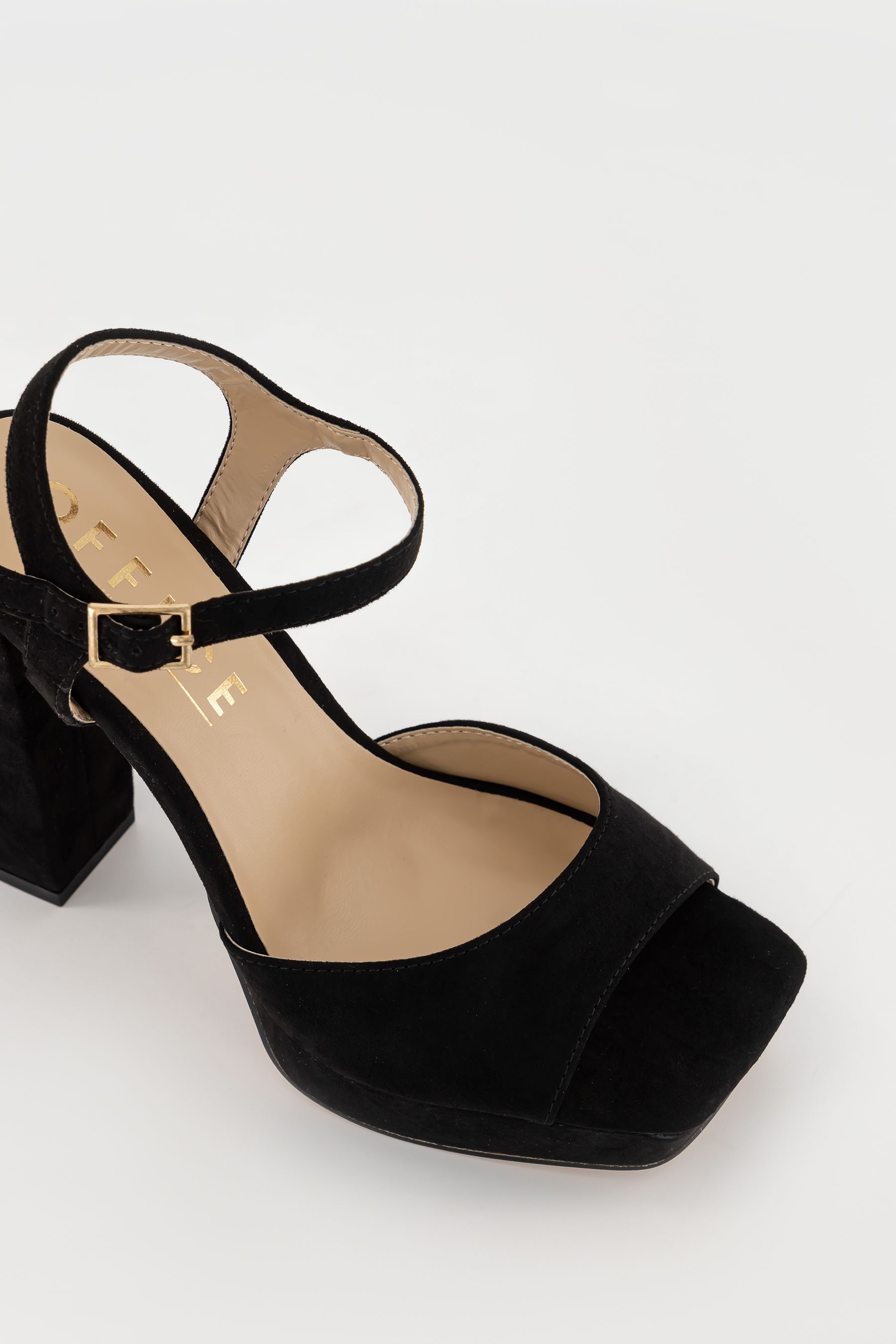 Buy Office Black Wide FIt Hearty Square Toe Platform Block Heeled Sandals from Next Luxembourg
