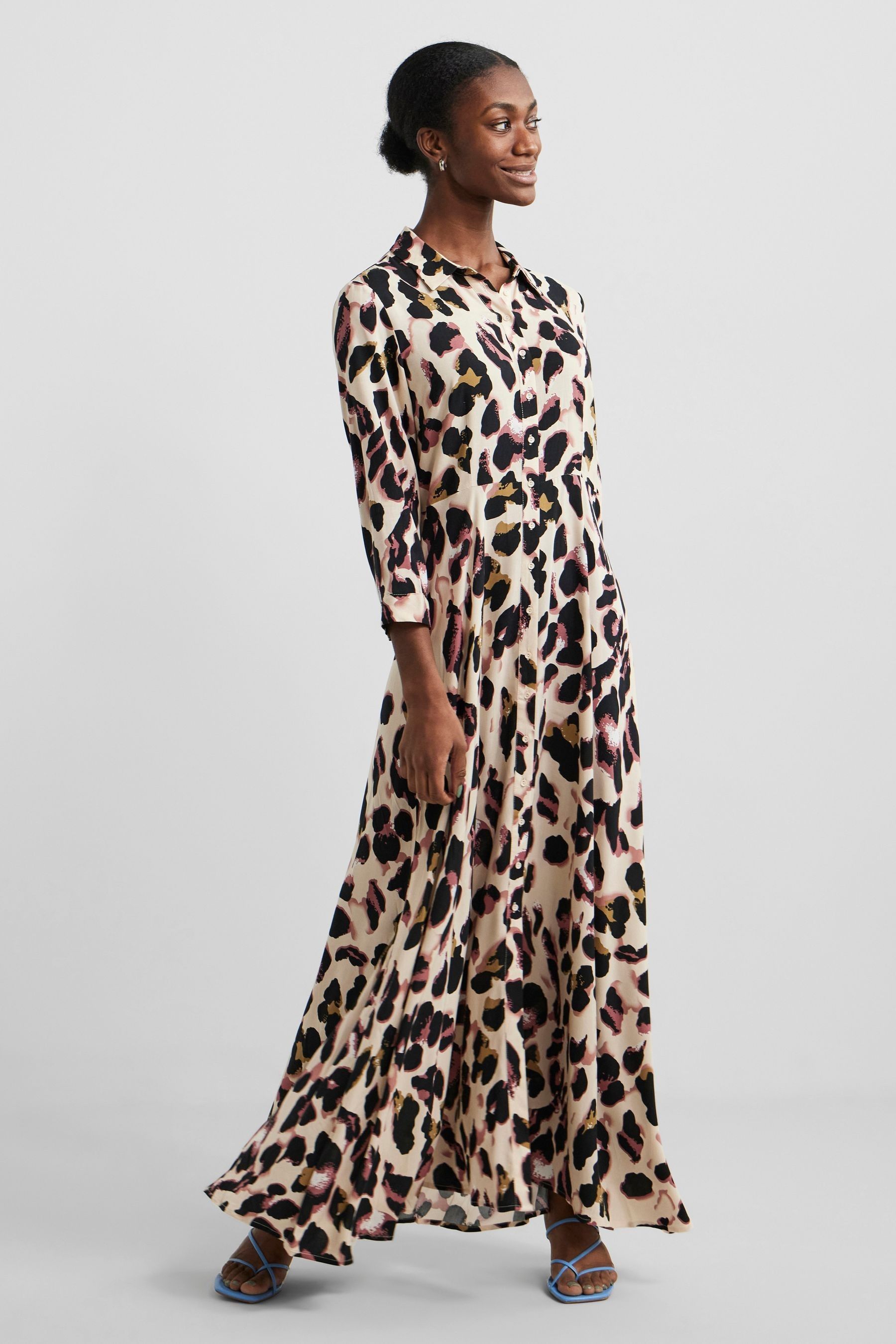 Leopard print maxi shirt dress on sale