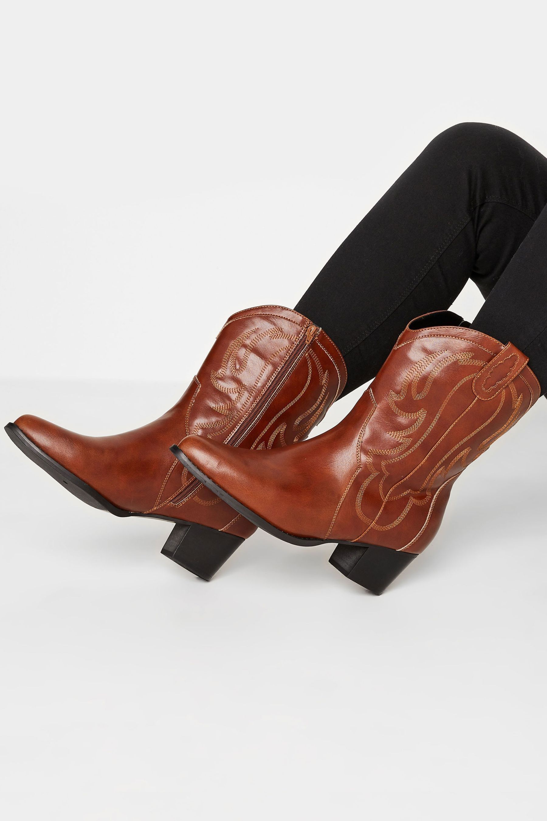 Wide fit cowboy ankle boots best sale