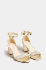 Long Tall Sally Gold Block Heel Diamante Sandal - Image 2 of 4