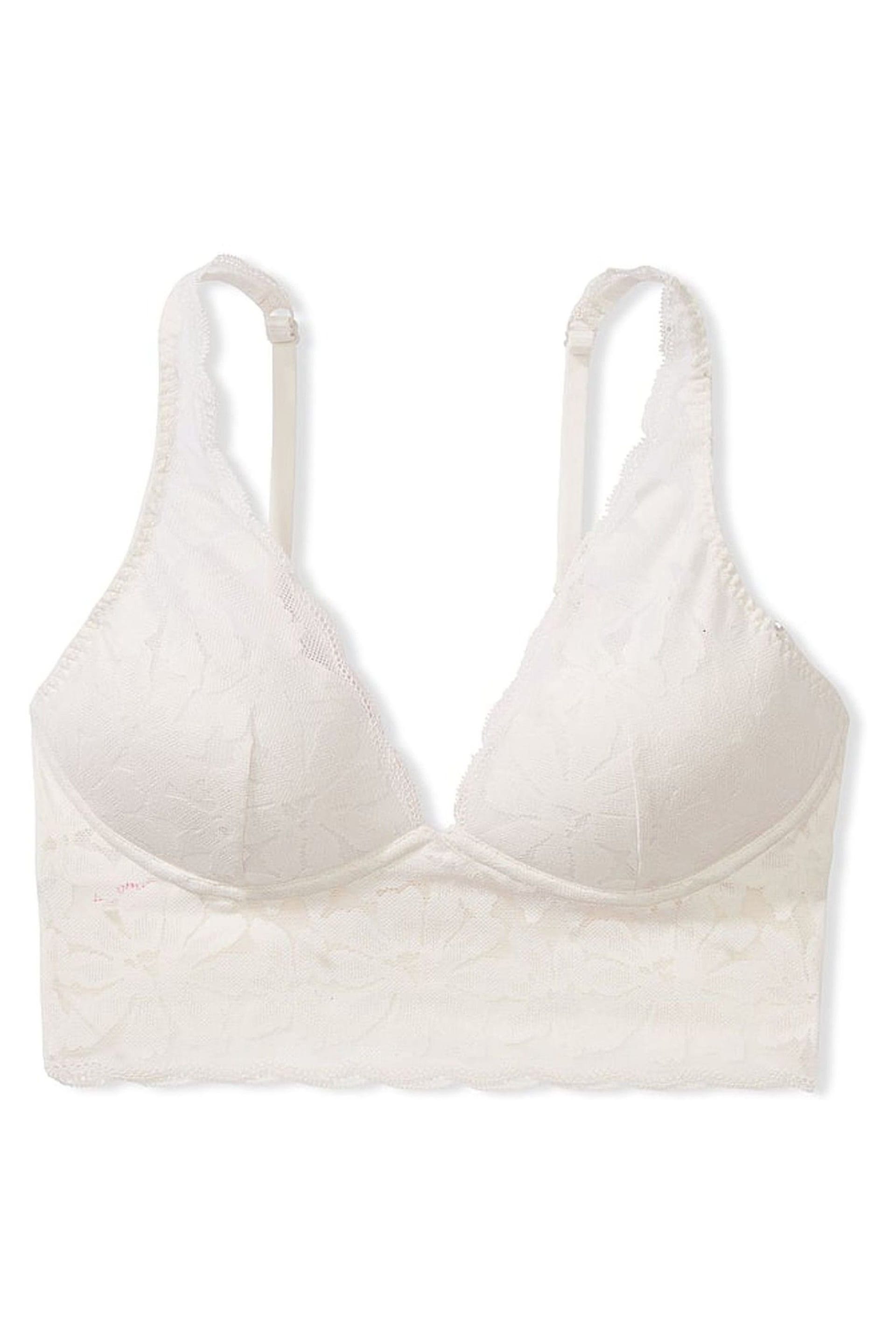 Victoria's Secret PINK Coconut White Lace Lightly Lined Plunge Bralette - Image 4 of 4