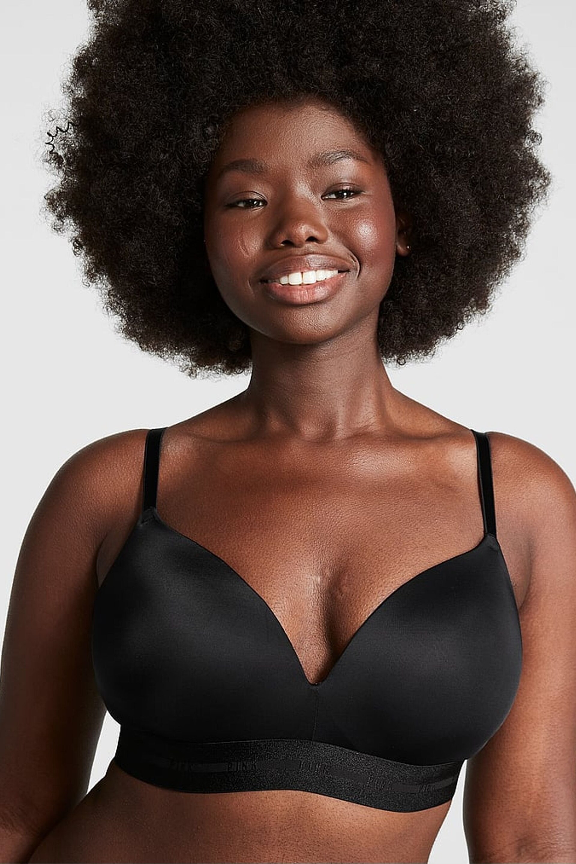 Victoria's Secret PINK Black Smooth Non Wired Push Up Smooth T-Shirt Bra - Image 1 of 3