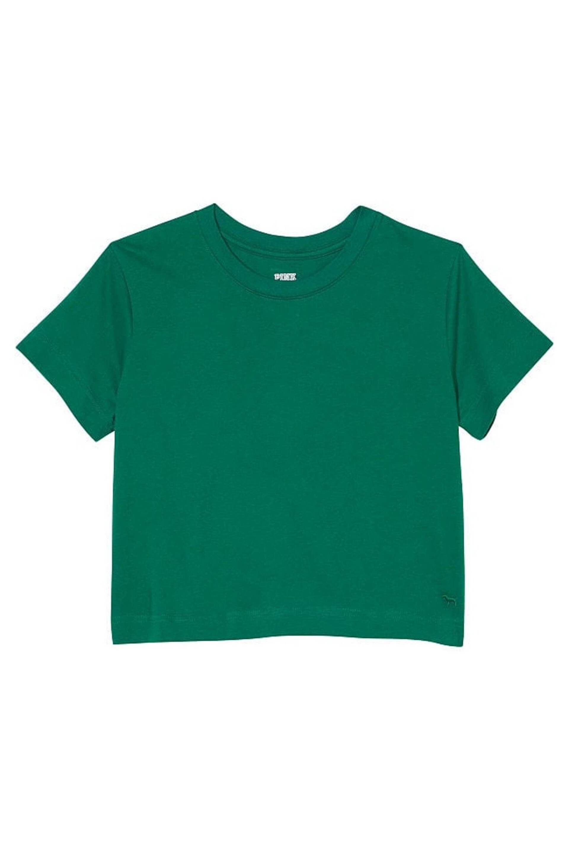 Victoria's Secret PINK Garnet Green Short Sleeve Shrunken T-Shirt - Image 4 of 4