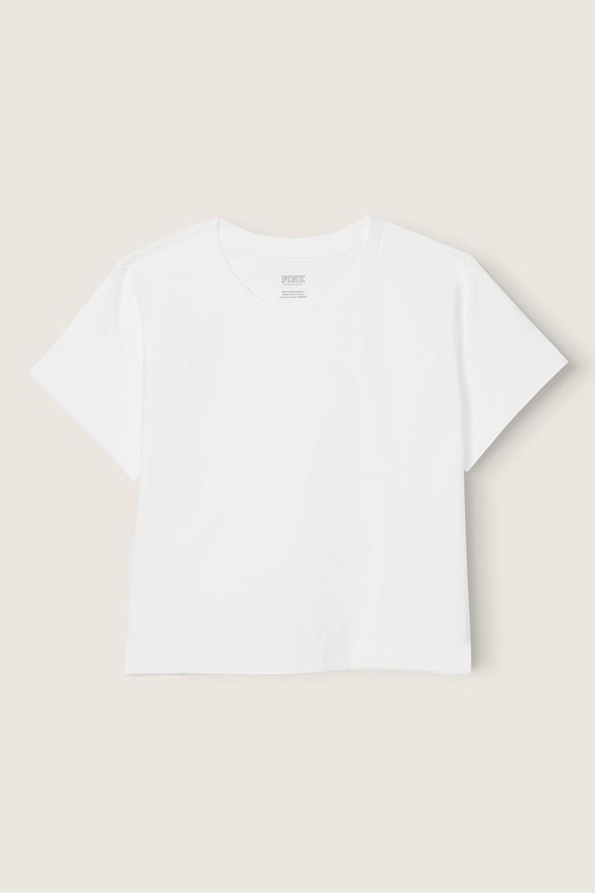 Victoria's Secret PINK Optic White Short Sleeve Shrunken T-Shirt - Image 4 of 4