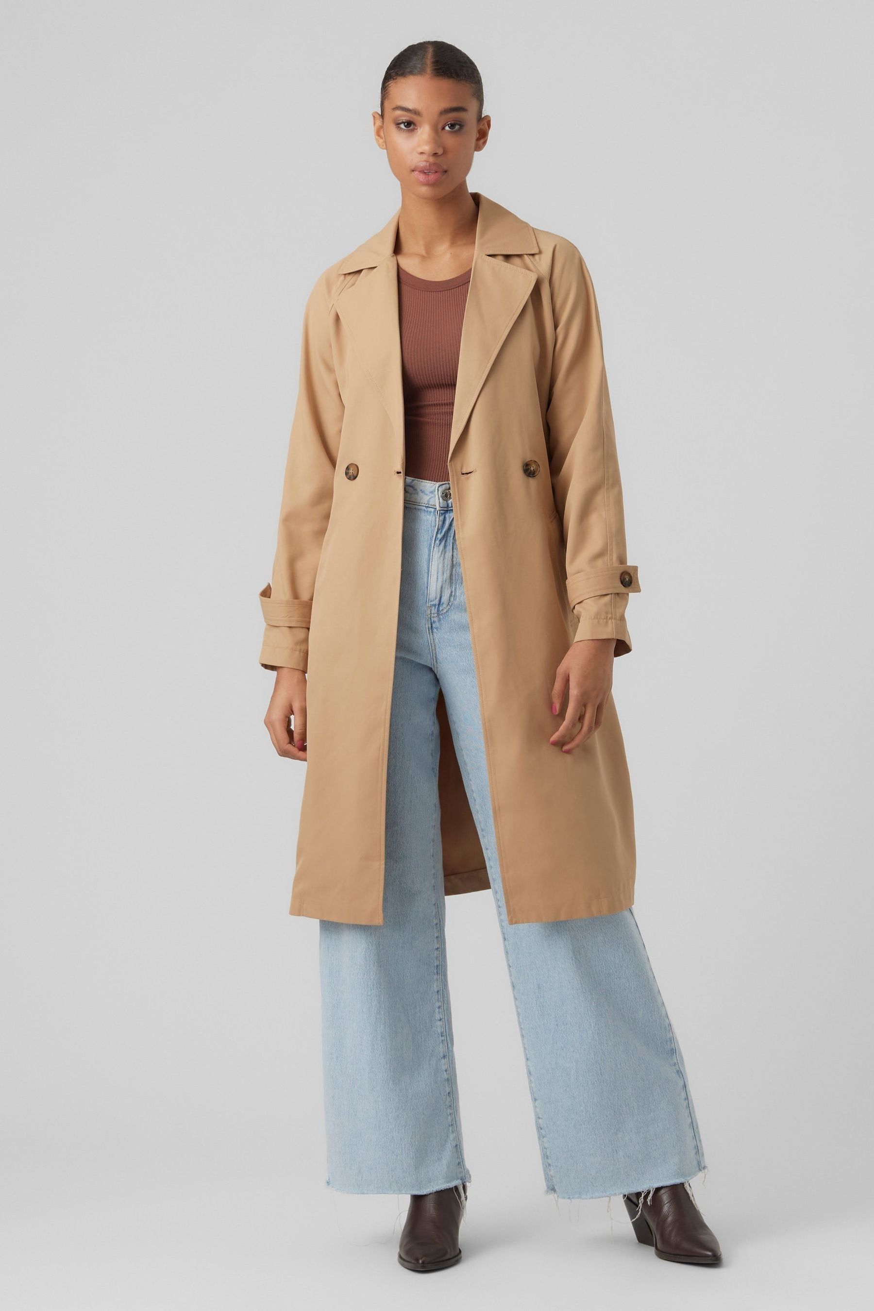 Buy VERO MODA Camel Trench Coat from Next Luxembourg