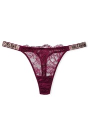 Victoria's Secret Kir Red Lace Thong Shine Strap Knickers - Image 3 of 3
