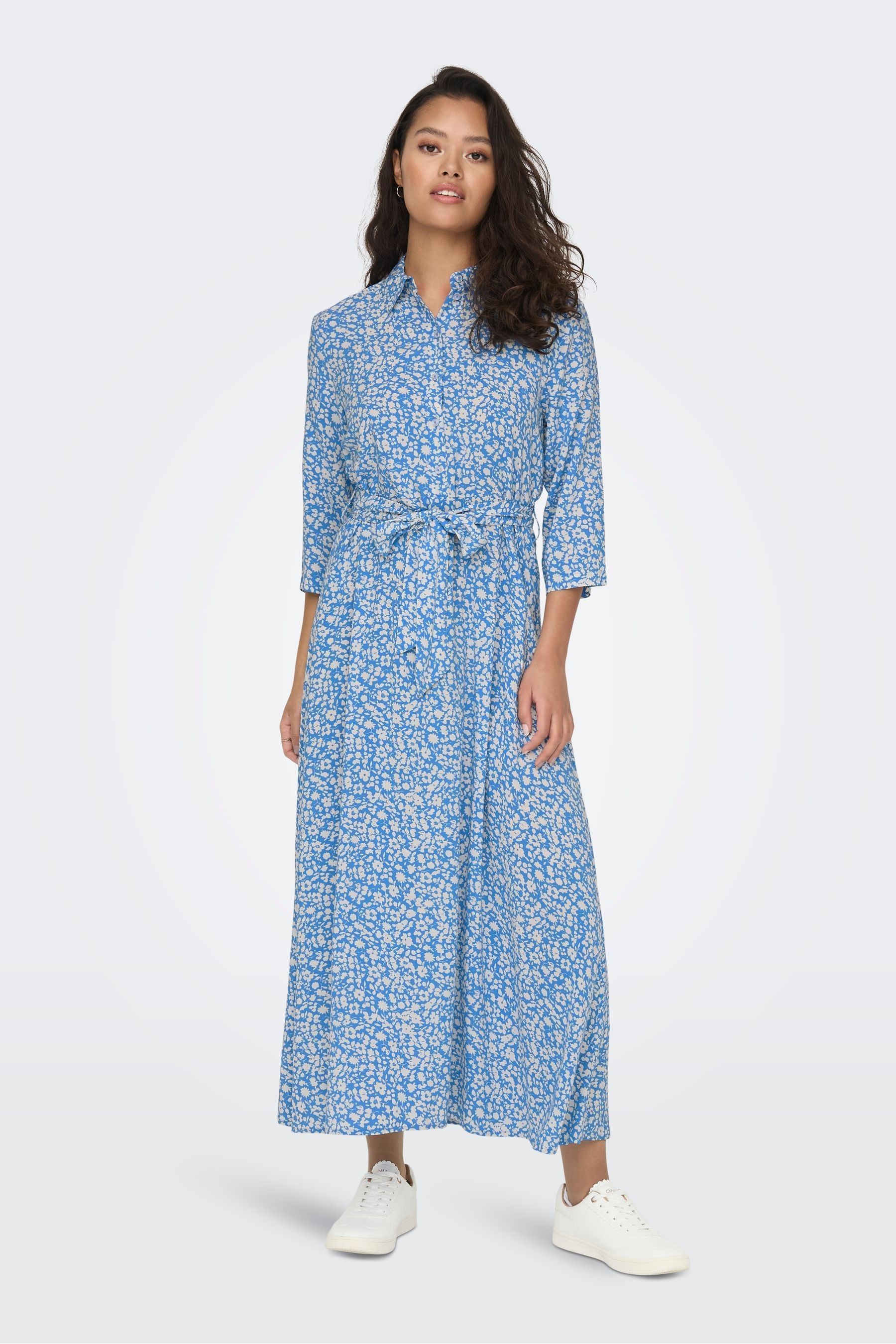 Buy JDY Blue Ditsy Floral Printed Midi Shirt Dress from Next Luxembourg