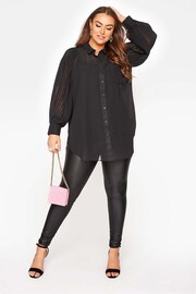 Yours Curve Black London Pleat Sleeve Shirt - Image 2 of 4