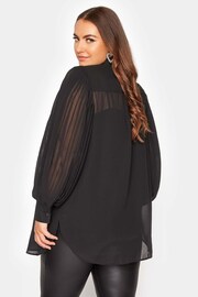 Yours Curve Black London Pleat Sleeve Shirt - Image 3 of 4