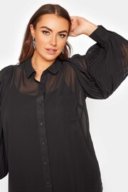 Yours Curve Black London Pleat Sleeve Shirt - Image 4 of 4