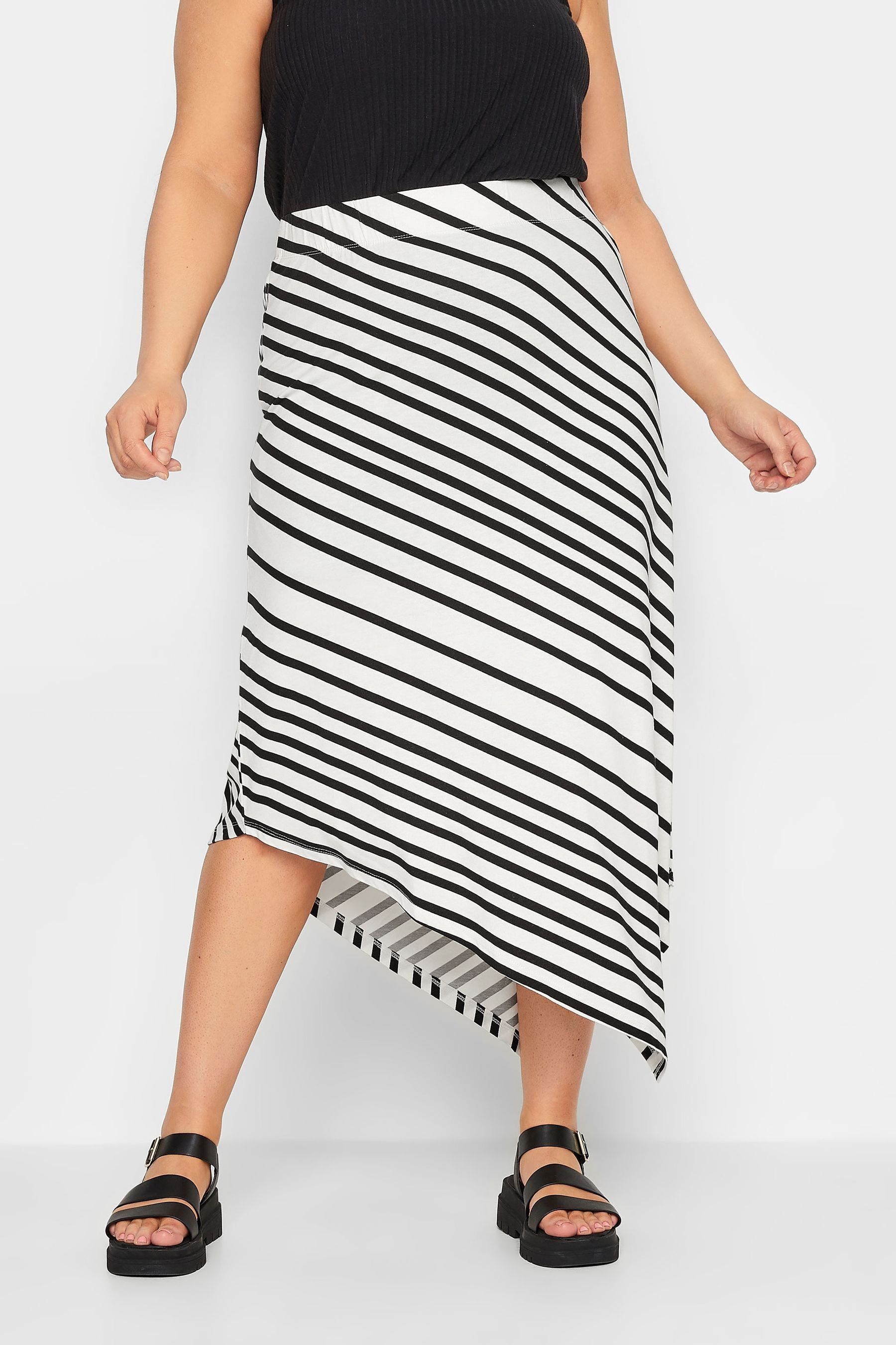 Buy Yours Curve White Aysmetric Stripe Skirt from Next Luxembourg