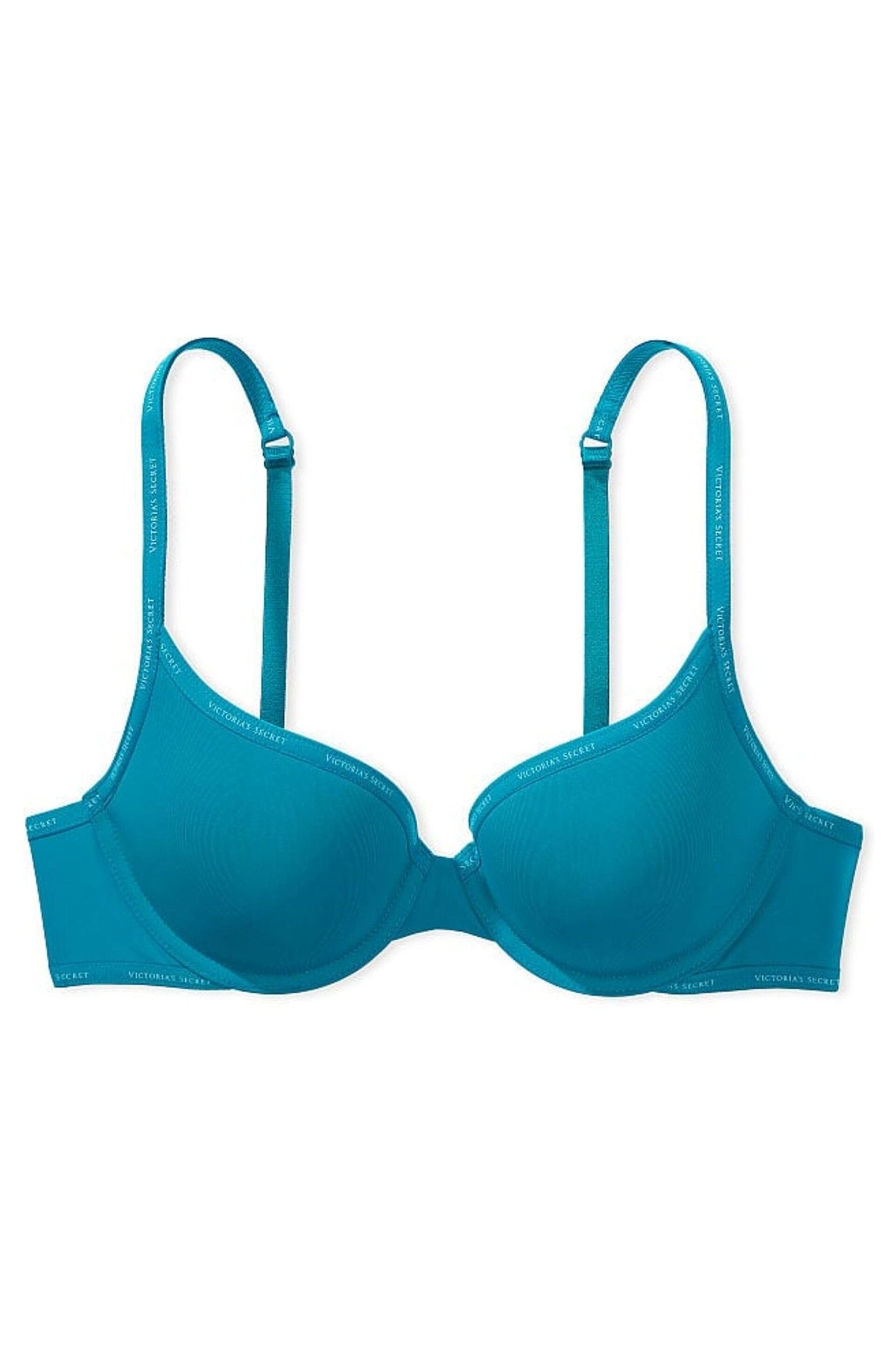 Victoria's Secret Evening Tide Blue Mini Logo Push Up T-Shirt Bra - Image 3 of 3