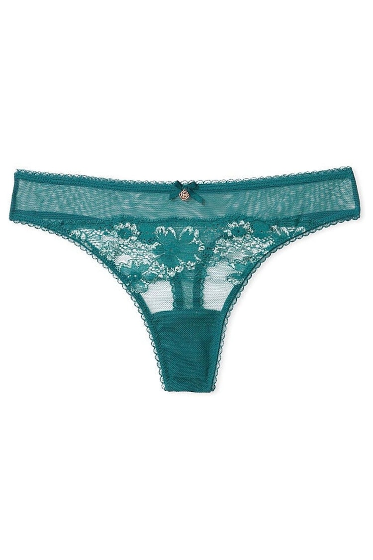 Victoria's Secret Black Ivy Green Lace Thong Knickers - Image 3 of 3