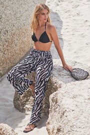 Friends Like These Black and White Print Wide Leg Beach Trousers - Image 3 of 4