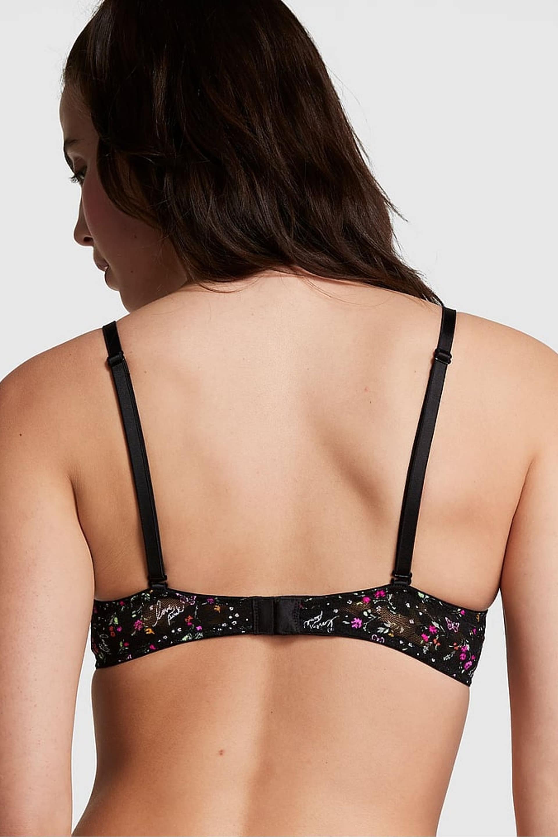 Victoria's Secret PINK Pure Black Floral Smooth Lightly Lined Bra - Image 2 of 3