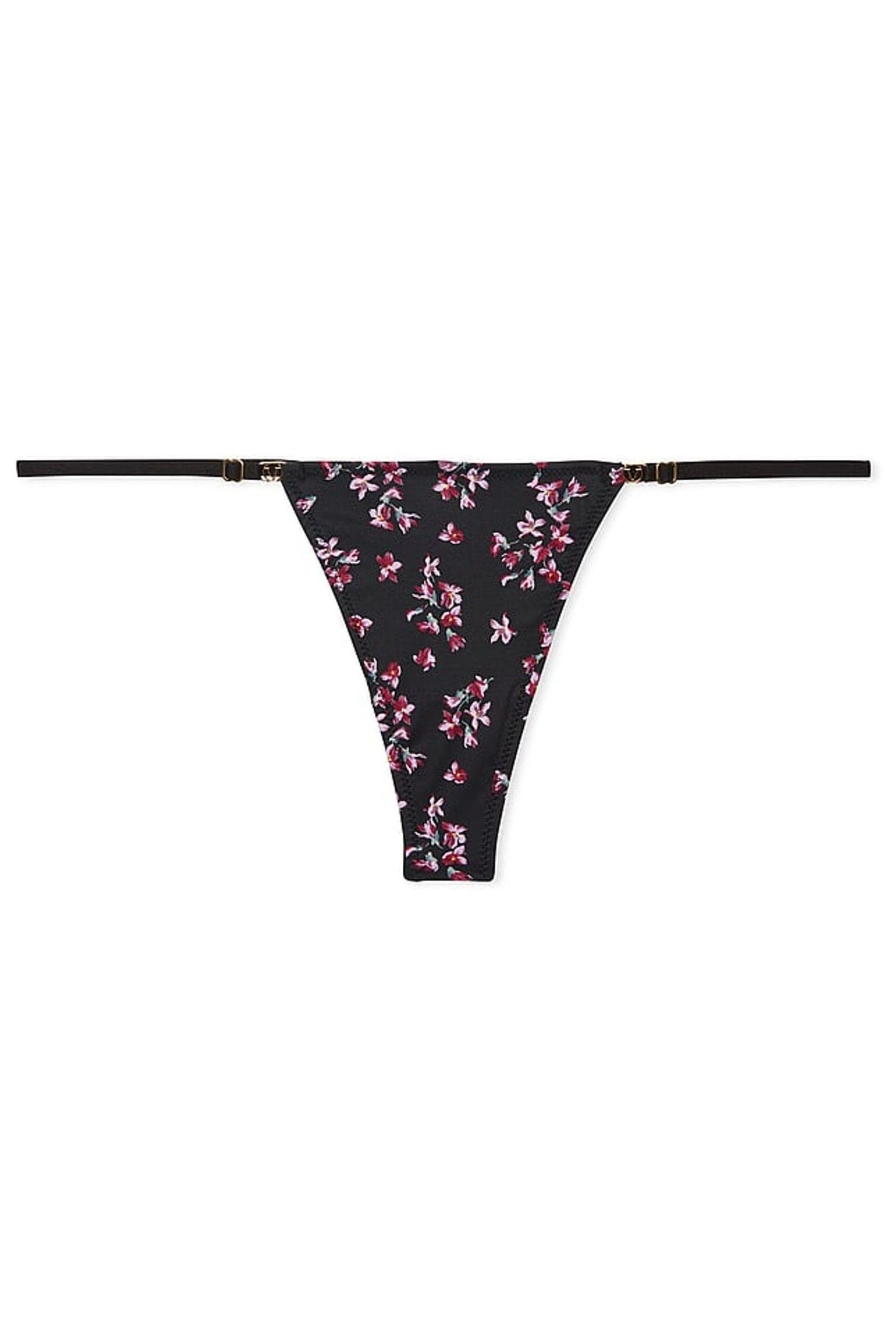 Victoria's Secret Black Floral Thong Knickers - Image 3 of 4