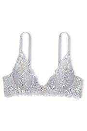 Victoria's Secret Flint Grey Lace Half Pad Plunge Bra - Image 3 of 3