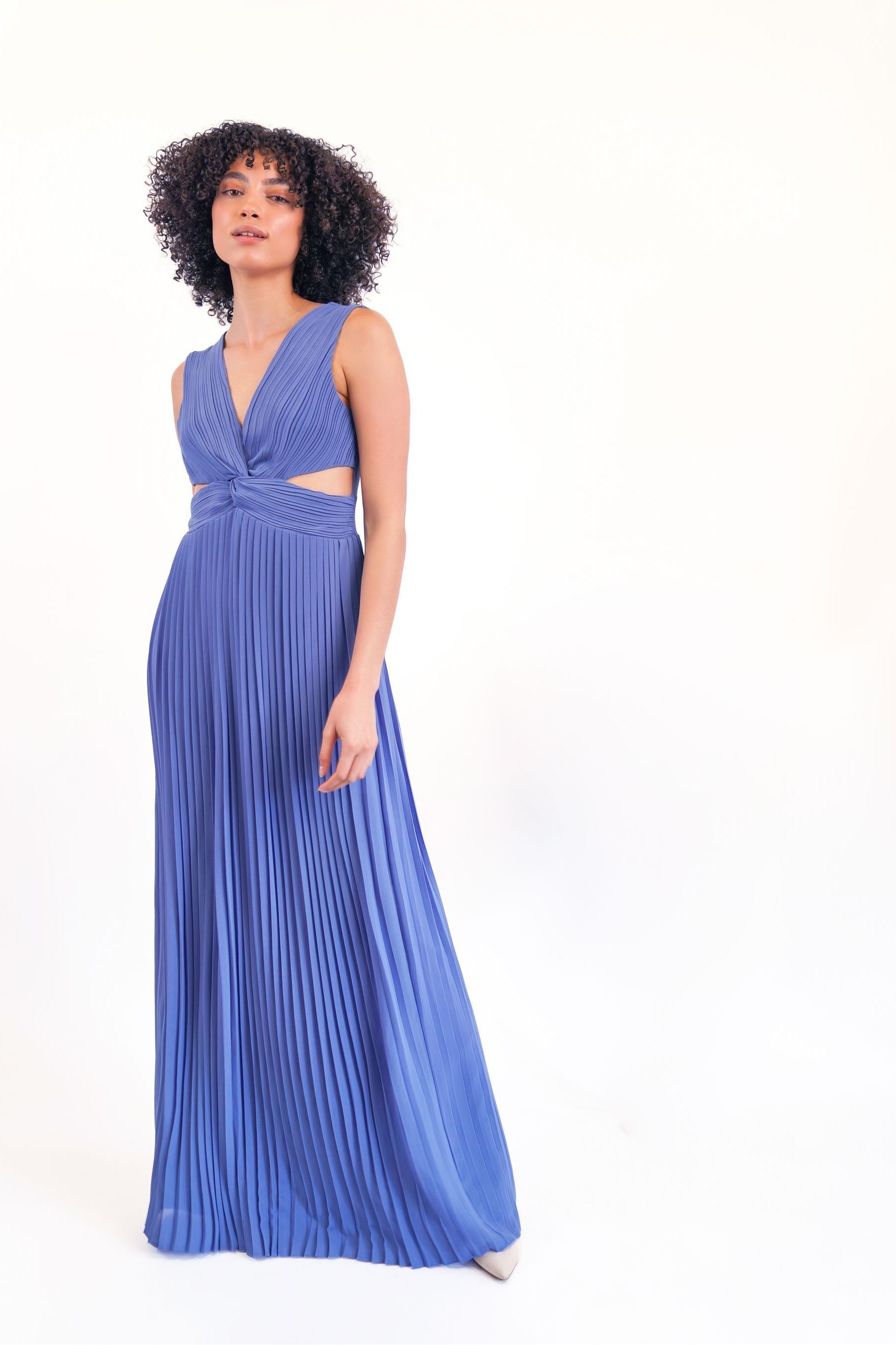 Buy TFNC Blue Fully Pleated Dress With Cut Out Waist from Next Luxembourg