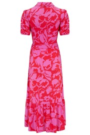 Pour Moi Red/ Pink Jodie Slinky Recycled Jersey Tiered Shirt Dress - Image 5 of 5