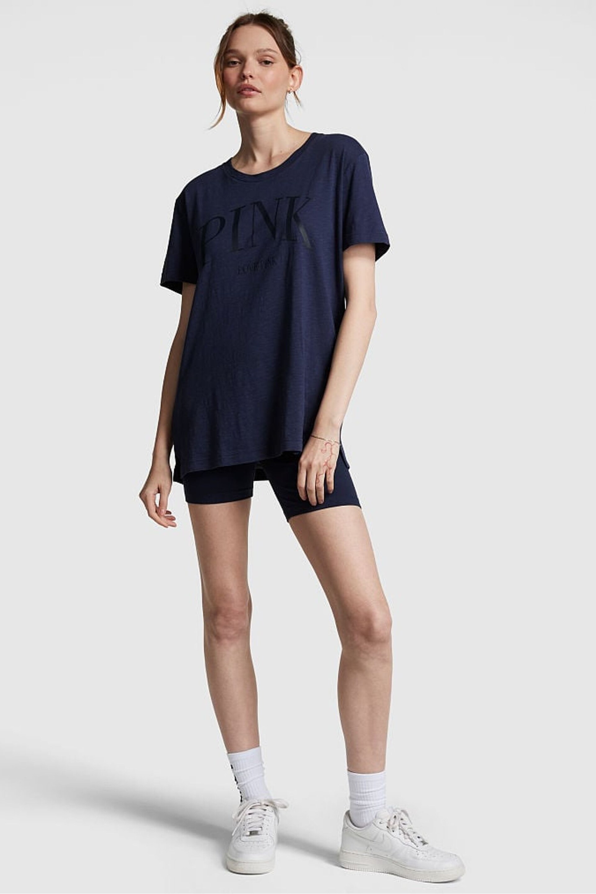 Victoria's Secret PINK Midnight Navy Blue Short Sleeve Slub T-Shirt - Image 3 of 4