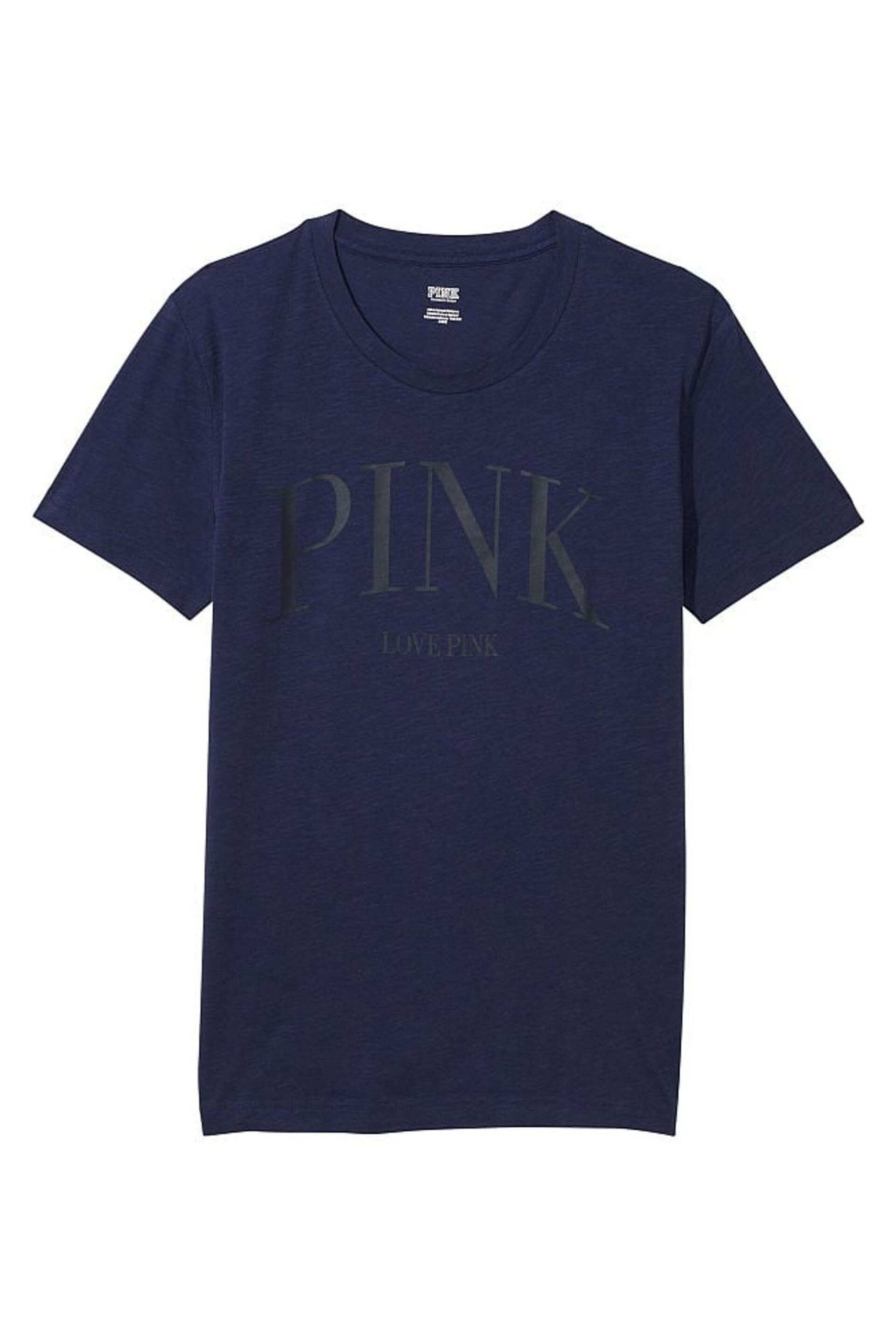 Victoria's Secret PINK Midnight Navy Blue Short Sleeve Slub T-Shirt - Image 4 of 4