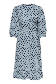 ONLY Blue Polka Dot Long Sleeve Wrap Midi Dress - Image 5 of 5