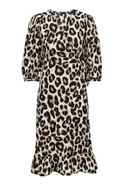 ONLY Leopard Print Long Sleeve Wrap Midi Dress - Image 5 of 5
