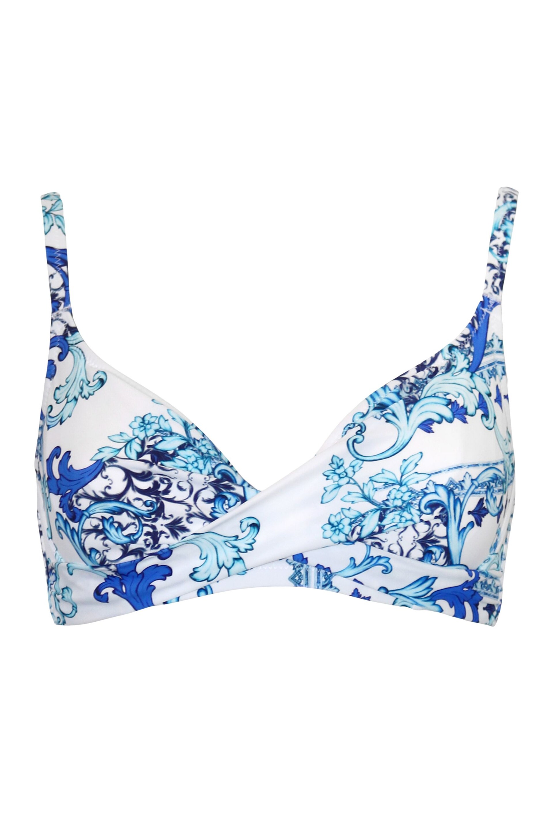 Pour Moi White/Blue Amalfi Underwired Non Padded Twist Front Top - Image 4 of 5