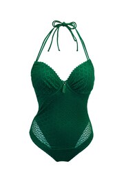Pour Moi Green Castaway Adjustable Halter Underwired Swimsuit - Image 4 of 5