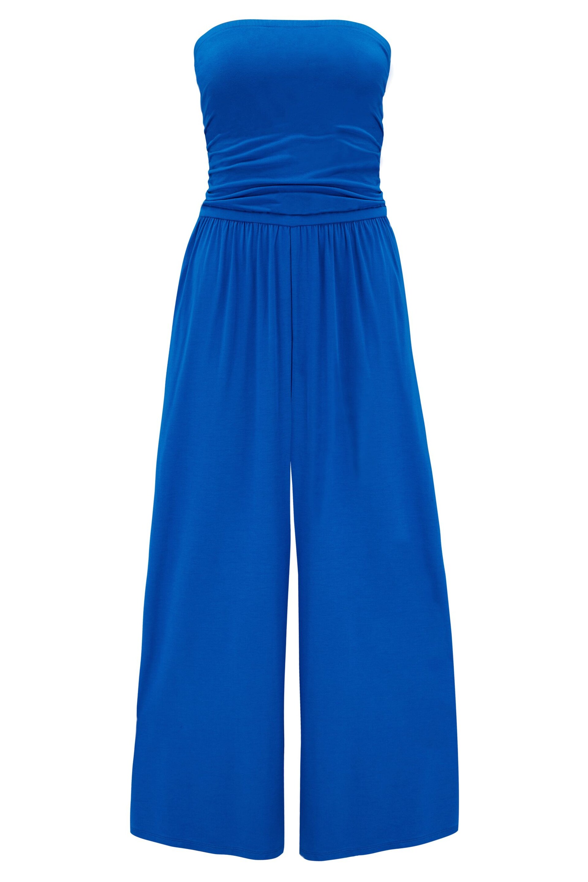 Pour Moi Blue Jersey Bandeau Cropped Leg Jumpsuit - Image 4 of 5