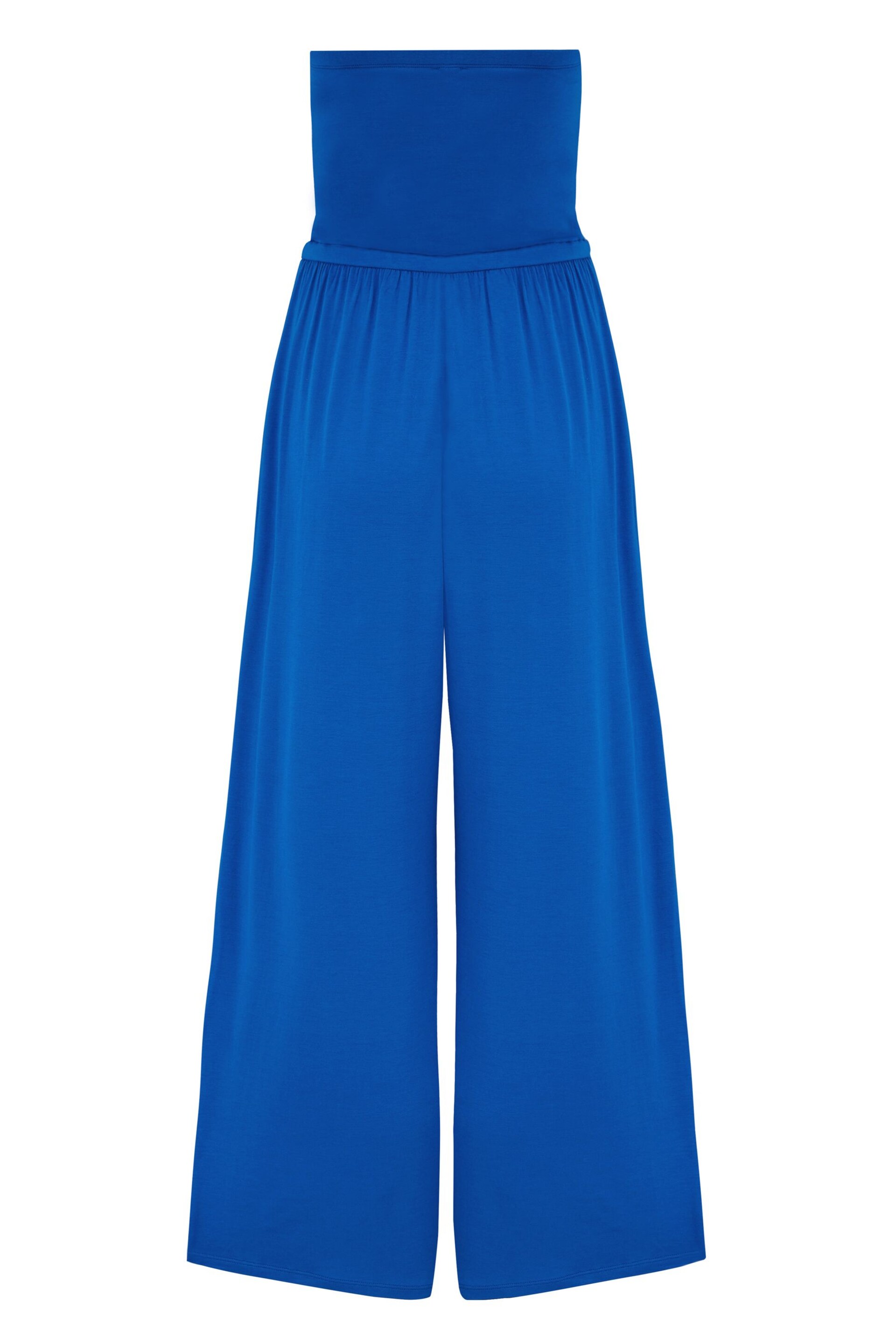 Pour Moi Blue Jersey Bandeau Cropped Leg Jumpsuit - Image 5 of 5