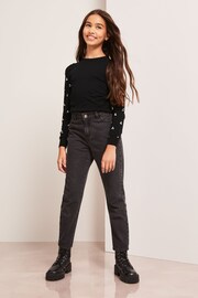 Lipsy Black Diamante Embellished Sleeve Jumper - Image 2 of 4