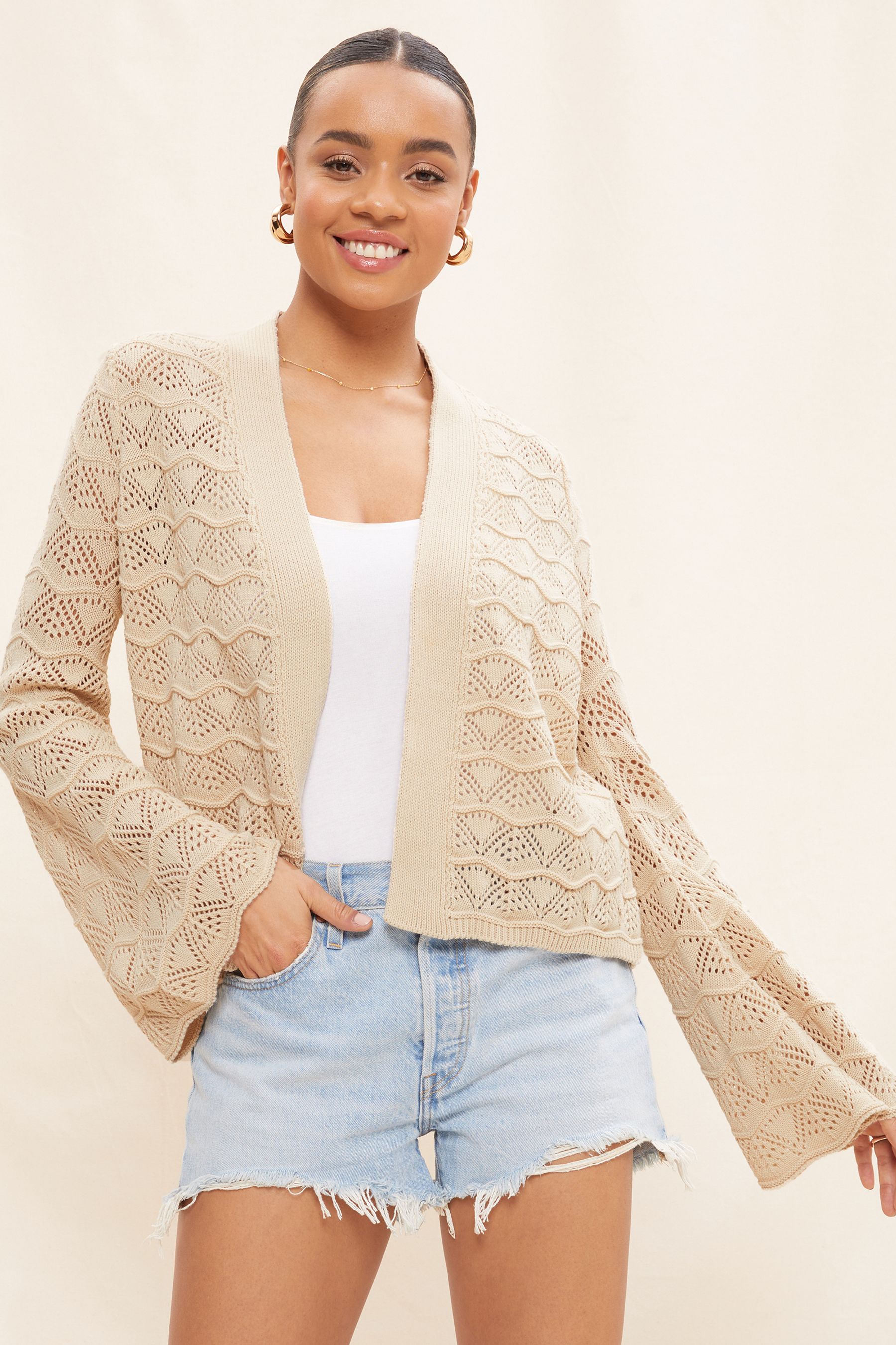 Flute sleeve cardigan 2025