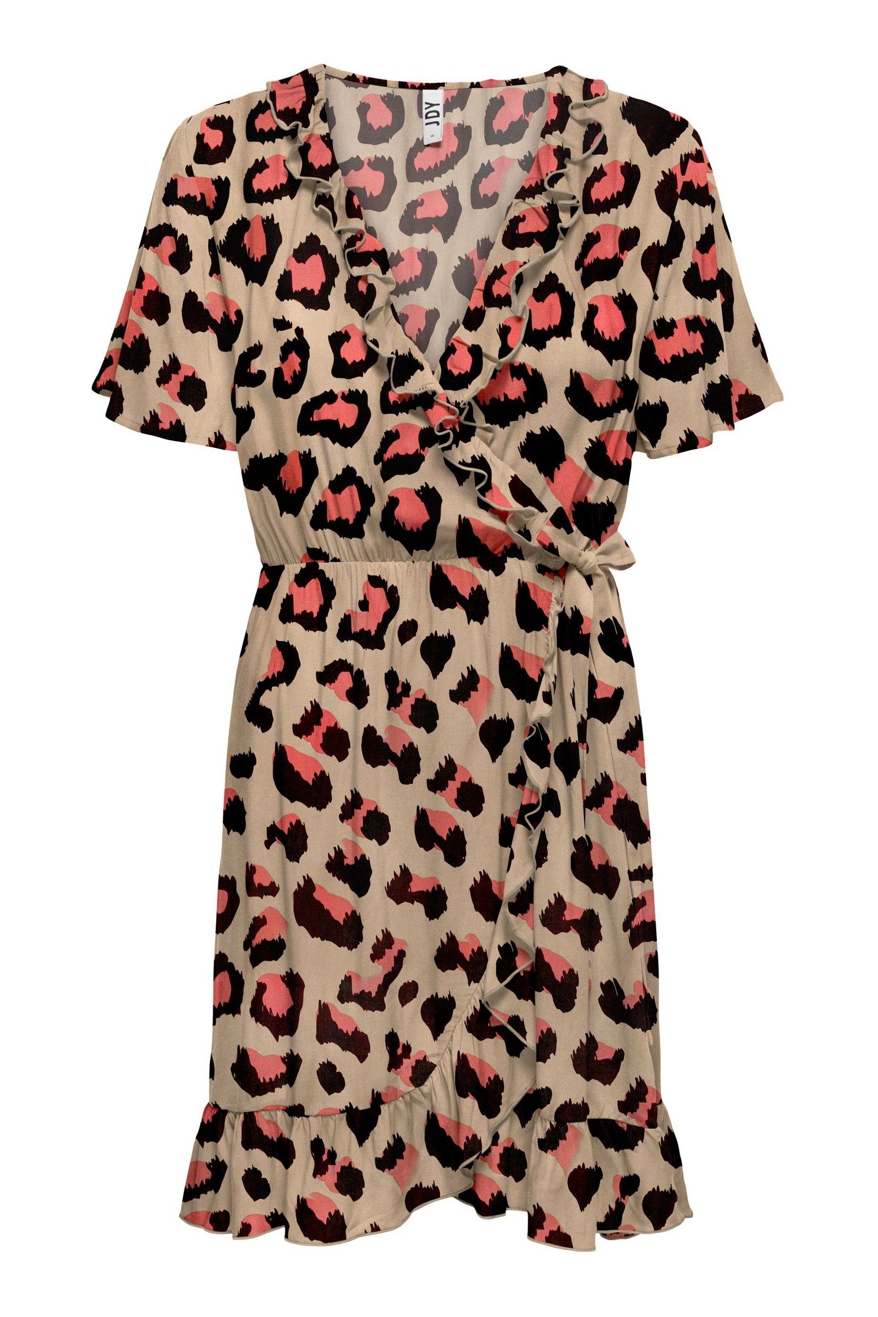 Buy JDY Leopard Print Printed Wrap Frill Detail Dress from Next Luxembourg