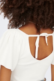 ONLY White Frill Sleeve Top - Image 4 of 5