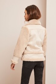 Lipsy Camel Suede Aviator Style Jacket - Image 3 of 4