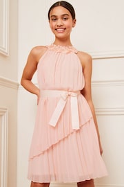 Lipsy Light Pink Pleated Chiffon Occasion Dress - Image 1 of 4