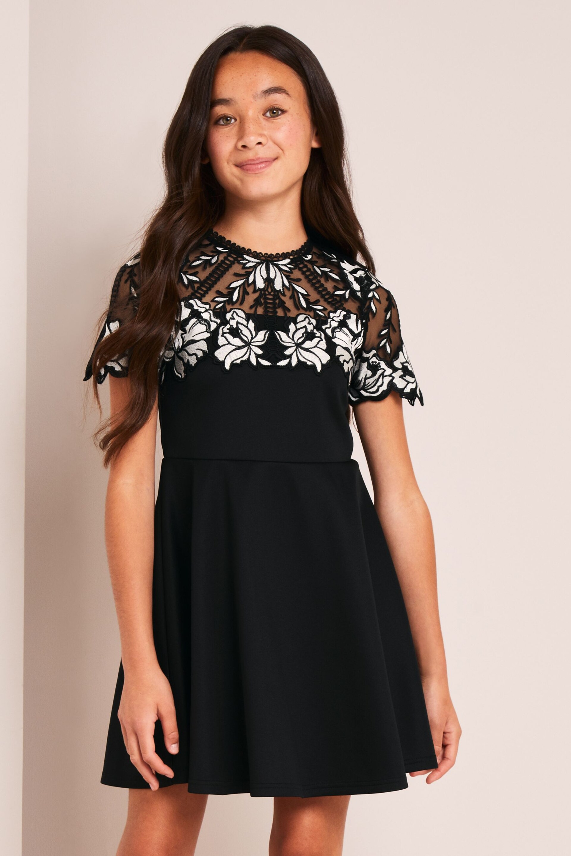 Lipsy Black Contrast Yoke Occasion Dress - Image 1 of 4