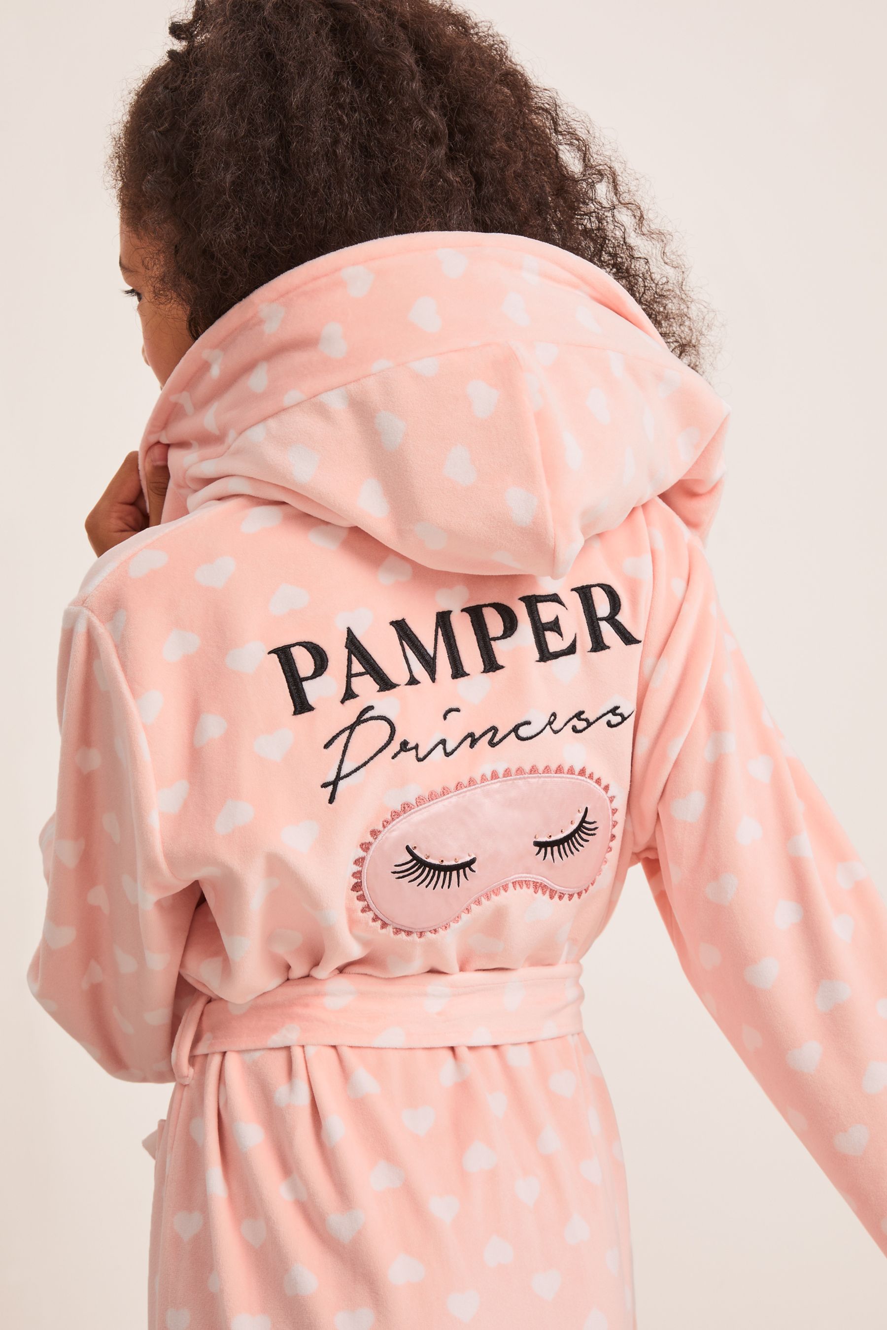Buy Lipsy Pink Velour Embroidery Dressing Gown from Next Luxembourg
